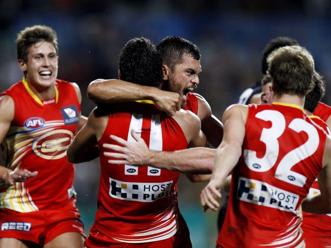 What a story. Karmichael Hunt sinks the Tigers. Picture: Mclean Stewart
