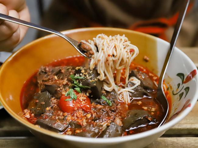 The spicy pork bone broth with rice vermicelli dish. Picture: Jenifer Jagielski