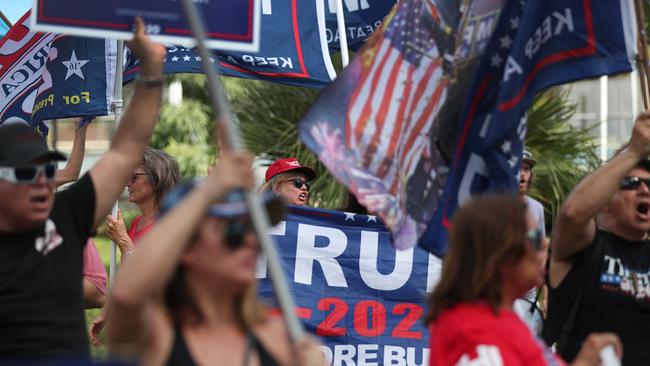 Donald Trump supporters in Coconut Creek, Florida. Picture: Getty Images.