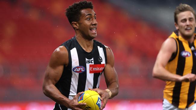 Debutante Atu Bosenavulagi showed he has a bright future at the Pies. Picture: Phil Hillyard