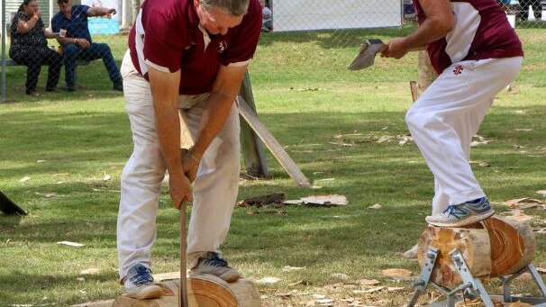 Competitive woodchopping will begin at 9.30am on the day.