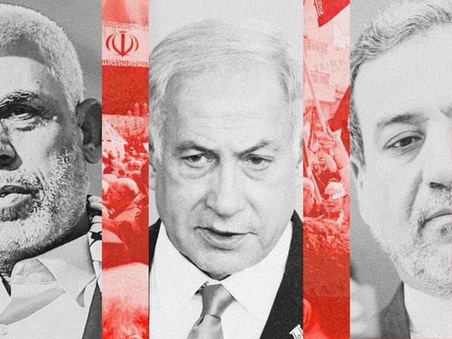 Hamas leader Yahya Sinwar, Israeli prime minister Benjamin Netanyahu, Iranian Foreign Minister Abbas Araghchi