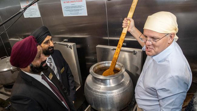 Scott Morrison stirs the pot at a Sikh community event in Officer on Saturday.