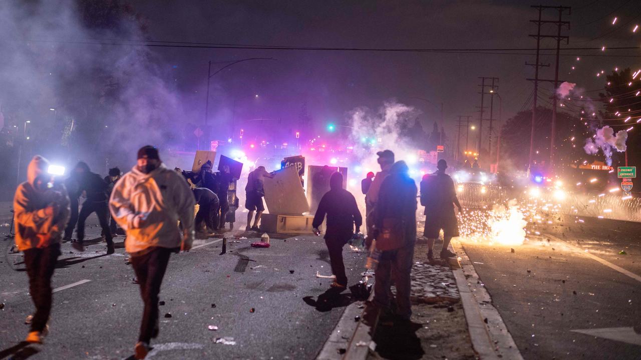 Law enforcement clashes with demonstrators during a protest in the Compton neighbourhood of Los Angeles, California on June 7, 2025. Picture: Ringo Chiu / AFP