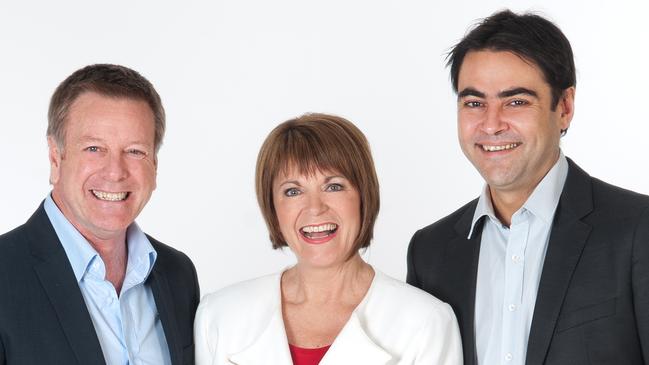 FIVEaa’s 2014 breakfast line-up, Mark Aiston, Jane Reilly and David Penberthy. Picture: Supplied