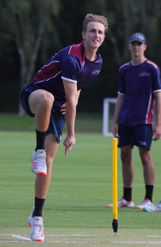 TSS cricketer and spin bowler Jack Sinfield training a few years back. Picture Glenn Hampson