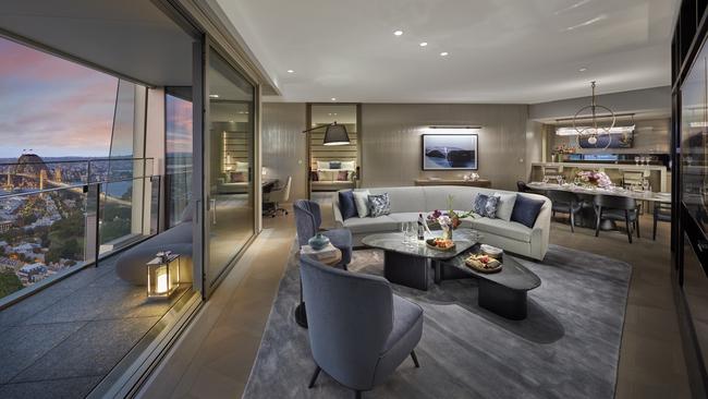 Living room of a two-bedroom Crystal Villa at Crown Towers Sydney.