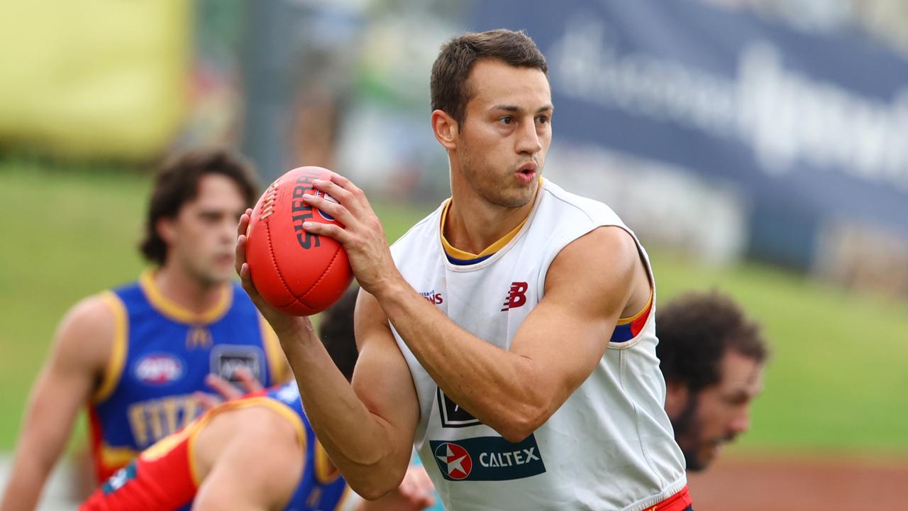 New recruit Tom Doedee at Lions training at Brighton Home Arena on Sunday. Picture Lachie Millard