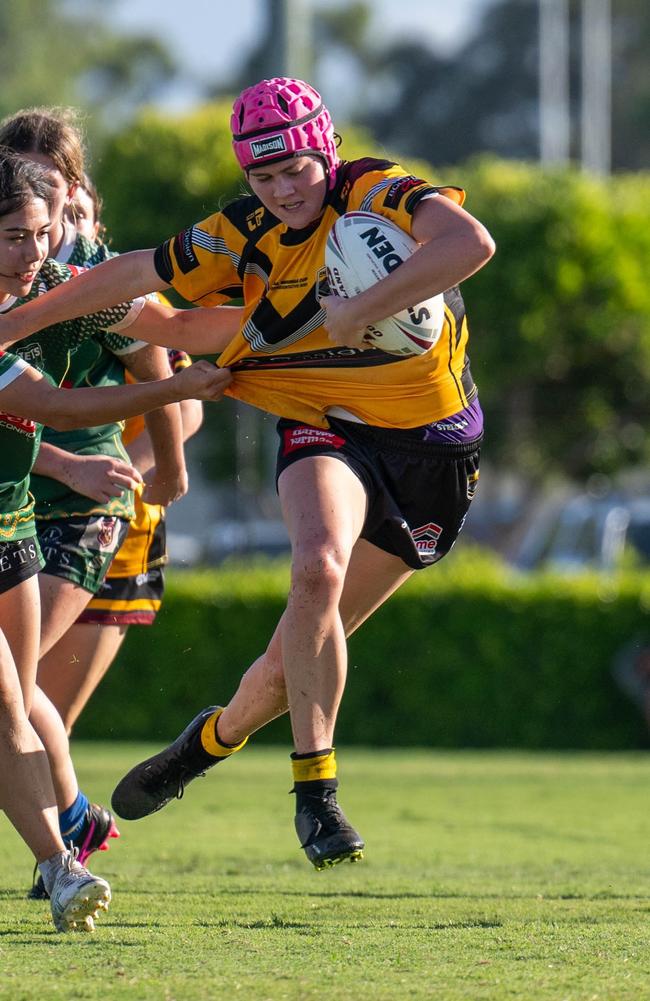 Sunshine Coast Falcons under-19s captain Takoda Thompson in action. Picture: Kyliesfootyphotos/Kylie McLellan