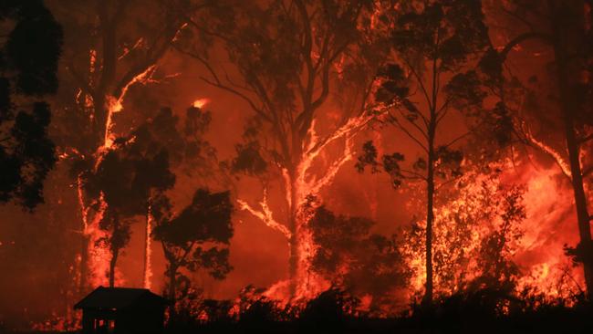 Fire and emergency services just south of the small Gippsland town of Bruthen. Picture: Aaron Francis.