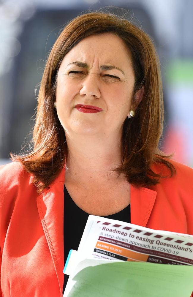 Premier Annastacia Palaszczuk has told people planning protests they “should not attend”. Picture: AAP Image/Darren England