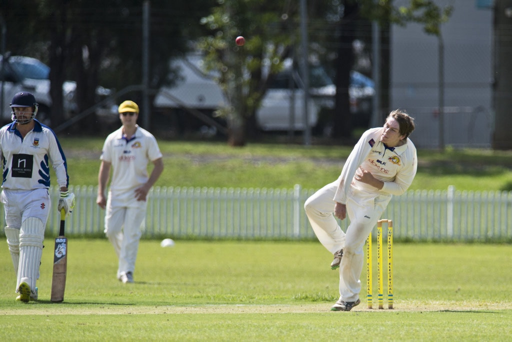 Connor Philp bowls for Northern Brothers Diggers against University in round eight A grade Toowoomba Cricket at Rockville Oval, Saturday, March 7, 2020. Picture: Kevin Farmer