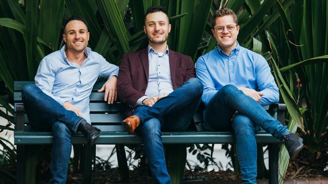 Equity Venture Partners investment directors Daniel Szekely, left, and Justin Lipman, right, with Lumary chief executive Joseph Mercorella.