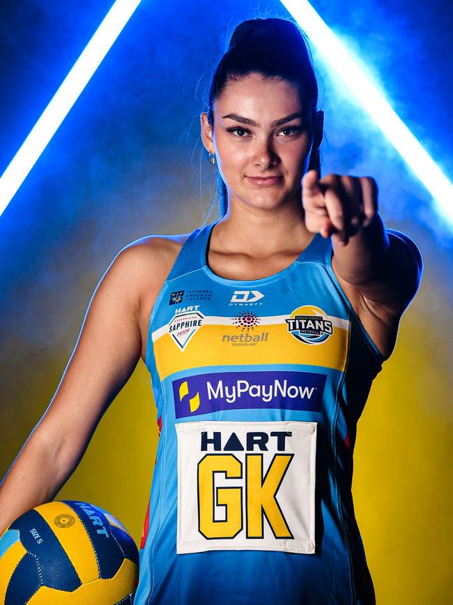 Jess Milne of the Gold Coast Titans netball