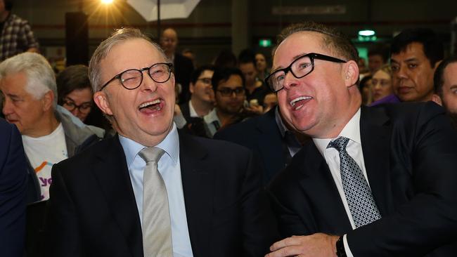 Prime Minister Anthony Albanese (left) is weathering claims he solicited free flight upgrades from ex-Qantas boss Alan Joyce (right). Picture: NewsWire / Gaye Gerard