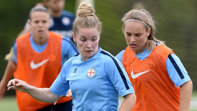 Melbourne City players training last season.