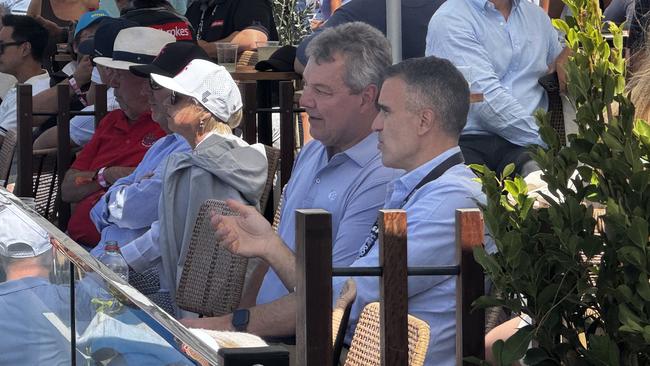 BlueScope managing director and CEO Mark Vassella with Premier Peter Malinauskas at LIV Golf on Sunday. Picture: The Advertiser