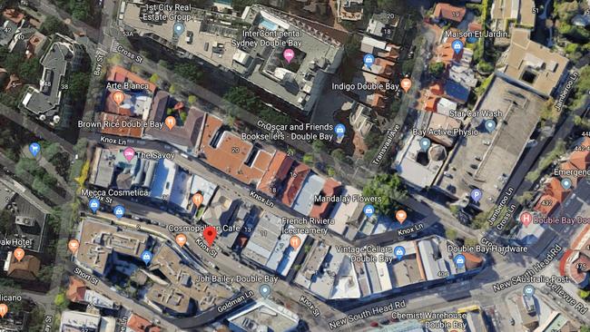 Sydney’s exclusive Double Bay shopping precinct has joined the list of virus hotspots. Picture: Google Earth