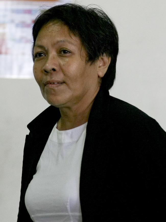 Maria Elvira Pinto Exposto arrives for her High Court hearing in Shah Alam, Malaysia, on Tuesday. The 54-year-old is accused of carrying 1.5kg of methamphetamine at Kuala Lumpur airport. She faces a death penalty if convicted. Picture: AP