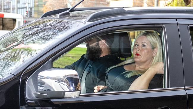 Members of Parsons’ family leave court in his Hyundai Terracan after he was remanded in custody. Picture: Mark Brake