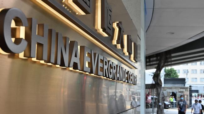 The China Evergrande Centre in Hong Kong. World stocks sank on Monday as trading floors were gripped by contagion fears from the expected collapse of the debt-plagued Chinese property giant. Picture: AFP