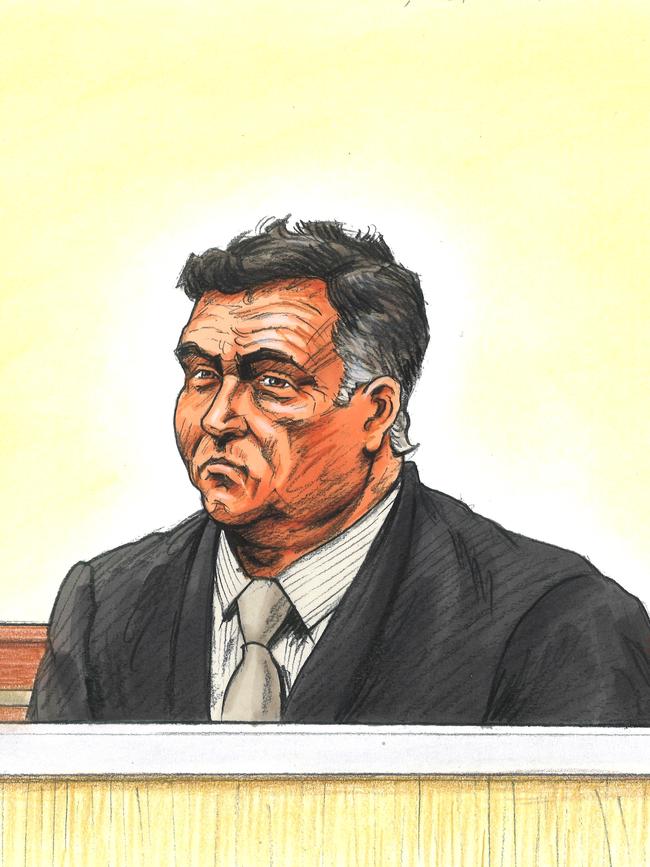 An artist’s impression of Mr Lynn in court last week. Picture: Mollie McPherson