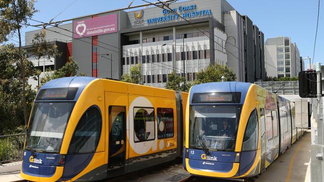 Light rail outside Gold Coast University Hospital. Picture Glenn Hampson