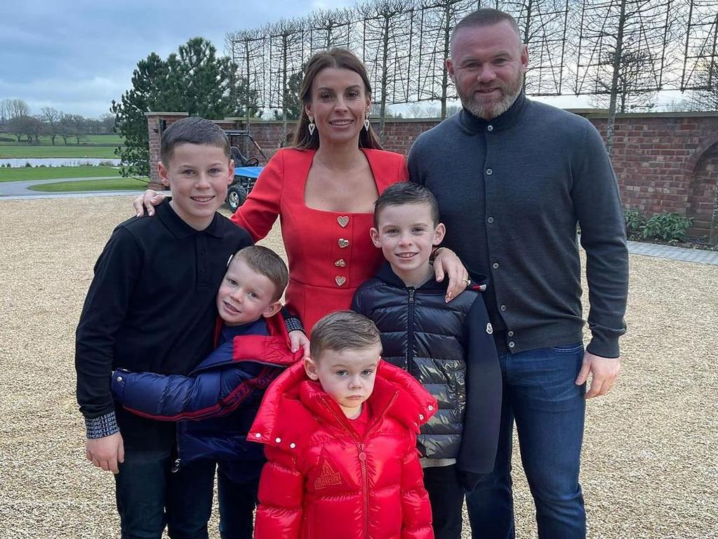 Wayne Rooney with his wife, Coleen, and their four boys, Kai, Klay, Kit, and Cass.