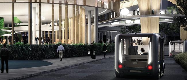 Artist impressions of the driverless shuttle service in Norwest.