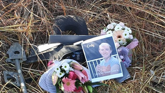 Emily Barnett's family left a heartbreaking tribute to her by the side of the Bruce Highway.