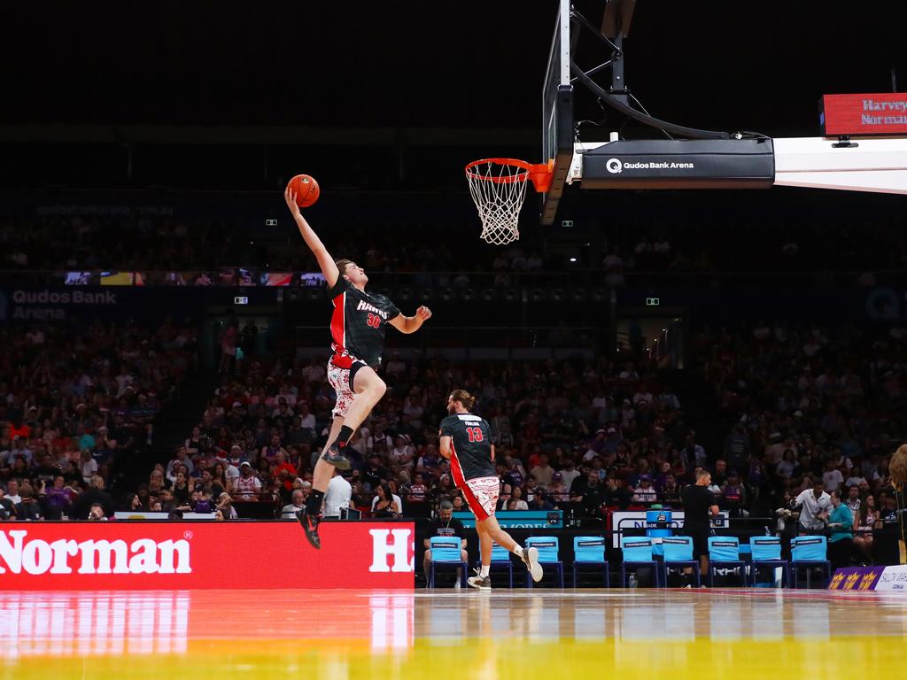 Lachlan Olbrich takes flight. Picture: Getty Images