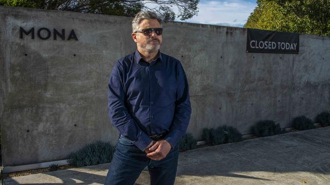 MONA ceo Mark Wilsdon at the entrance of the closed art museum in Hobart. Picture: News Corp Australia