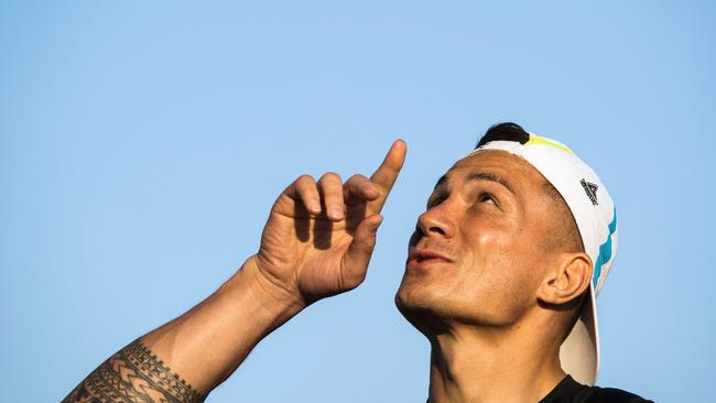 Sonny Bill Williams gestures as he is introduced to staff at the Adidas Creative Place.