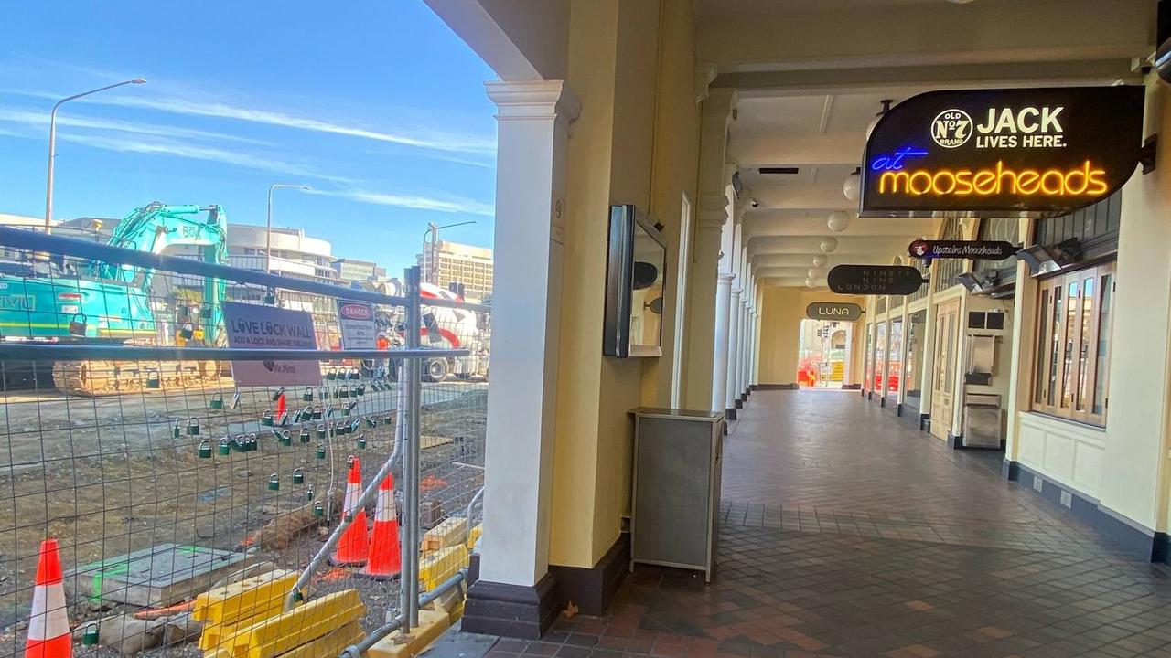 Construction outside Mooseheads at London Circuit, Canberra. Image: Hannah Farrow