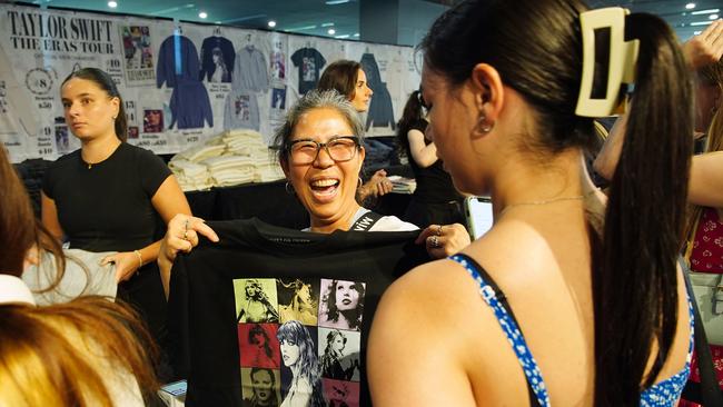 Taylor Swift fans are seen buying merchandise at a pop-up store at Crown Metropol. Picture: NCA NewsWire / Luis Enrique Ascui