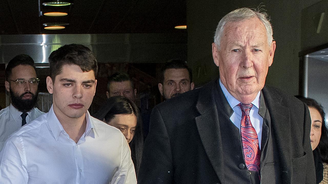 Marco Yandle (left) leaves Supreme Court with his lawyer Stephen Ey (right) and family. Picture: NewsWire / Mark Brake