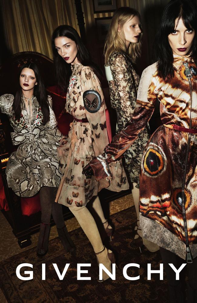 Model Kendall Jenner (far left) and Julia Nobis (2nd from right) appear in the latest Givenchy advertisement Picture: Givenchy campaign