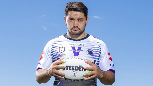 SUNSHINE COAST, AUSTRALIA - OCTOBER 19: Brandon Smith poses for a photo before a Melbourne Storm NRL training session at Sunshine Coast Stadium on October 19, 2020 in Sunshine Coast, Australia. (Photo by Bradley Kanaris/Getty Images)