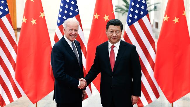 A 2013 photograph of then-US Vice President Joe Biden meeting with Xi Jinping in Beijing. Picture: Lintao Zhang / AFP