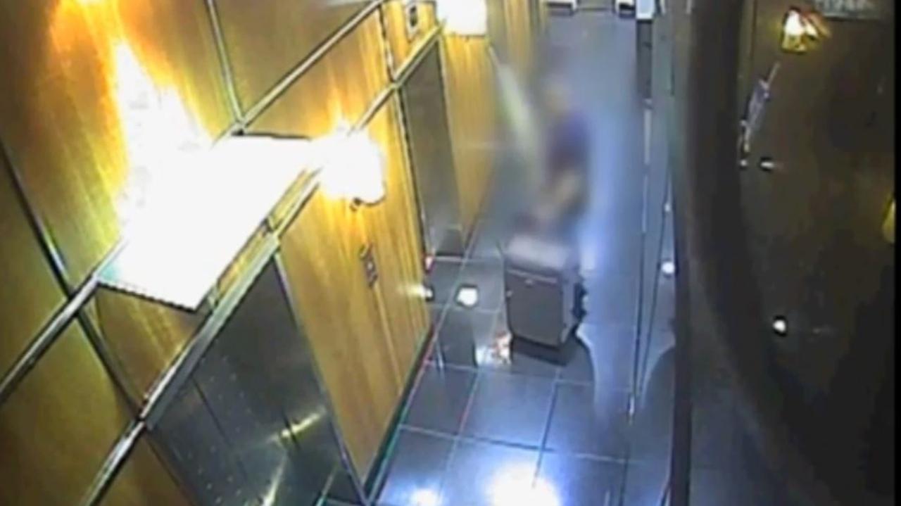 The accused wheeling a trolley into a lift at the hotel. Picture: NZ Police