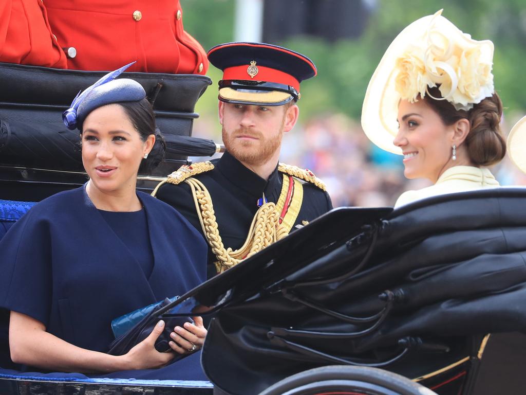 The Duke and Duchess of Sussex with Princess Kate, pictured together in June 2019 as they made their way to the Trooping the Colour ceremony, as the late Queen celebrates her official birthday. Picture: Gareth Fuller/PA Wire