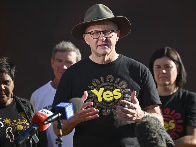 Prime Minister Anthony Albanese in Uluru on Wednesday. Picture: NCA NewsWire / Martin Ollman