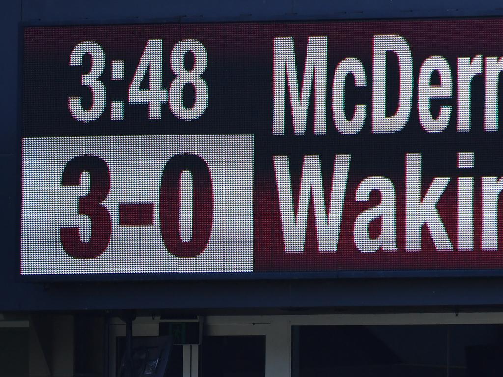 The embarrassing scoreboard at the Gabba