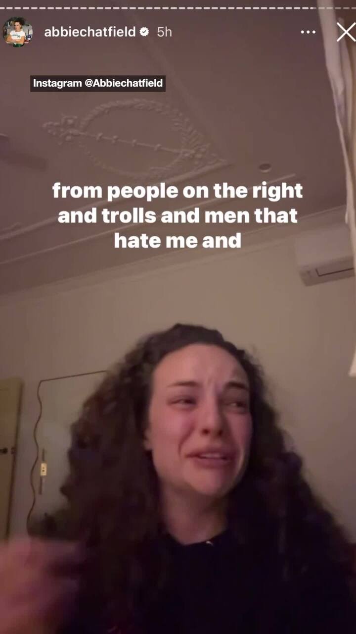 Abbie Chatfield in tears over trolling