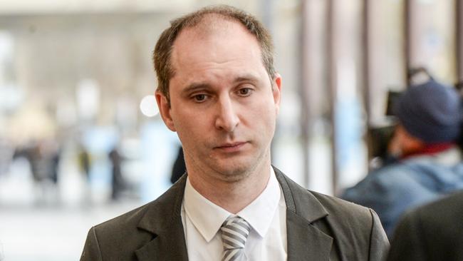 Alexander Campbell leaves the District Court in Adelaide during his trial. Picture: Brenton Edwards