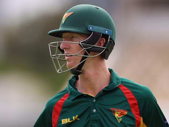 Jordan Silk leaves the field after being dismissed during Thursday’s one-day loss to Western Australia. Picture: Paul Kane/Getty Images