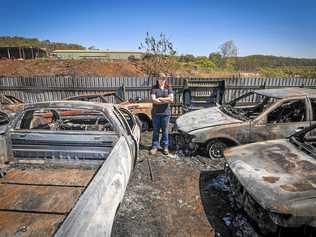 EXTENSIVE DAMAGE: Williams Auto Wreckers & Mechanical owner Tanya Williams said the loss of 14 cars in a fire has left a big dent on the business's stock. Tanya also lost her 1960s Ford Falcon in Tuesday's blaze. Picture: Matt Taylor GLA220818FIRE