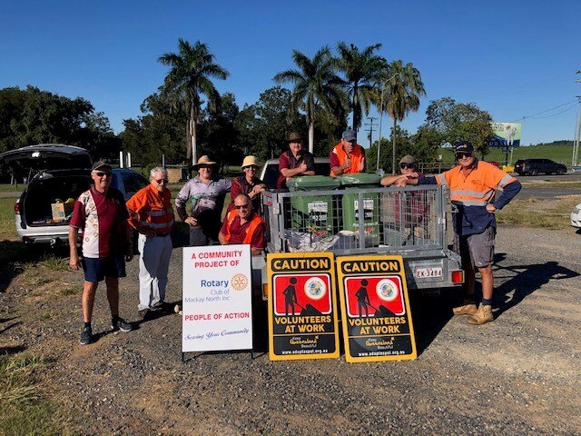 Mackay North Rotary Club adopted the 2.14km stretch of the busy Mackay-Bucasia Road, between Holts and Golf Links roads. Over the past five years, members have collected more than 2500kg of rubbish and 400 golf balls. Picture: Contributed