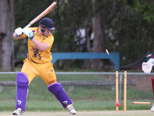 Gold Coast Cricket Kookaburra Cup. Palm Beach Currumbin v Burleigh at Salk Oval. PBC Batsman Brent Anderson. Picture: Mike Batterham