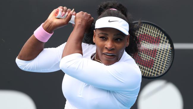 Serena Williams during her first round win against Camila Giorgi of Italy at the Auckland Classic Picture: AFP